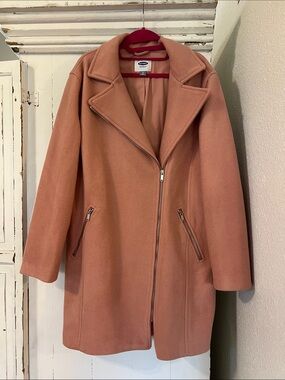 Old Navy Dusty Rose Asymmetrical Zip Trench Coat
